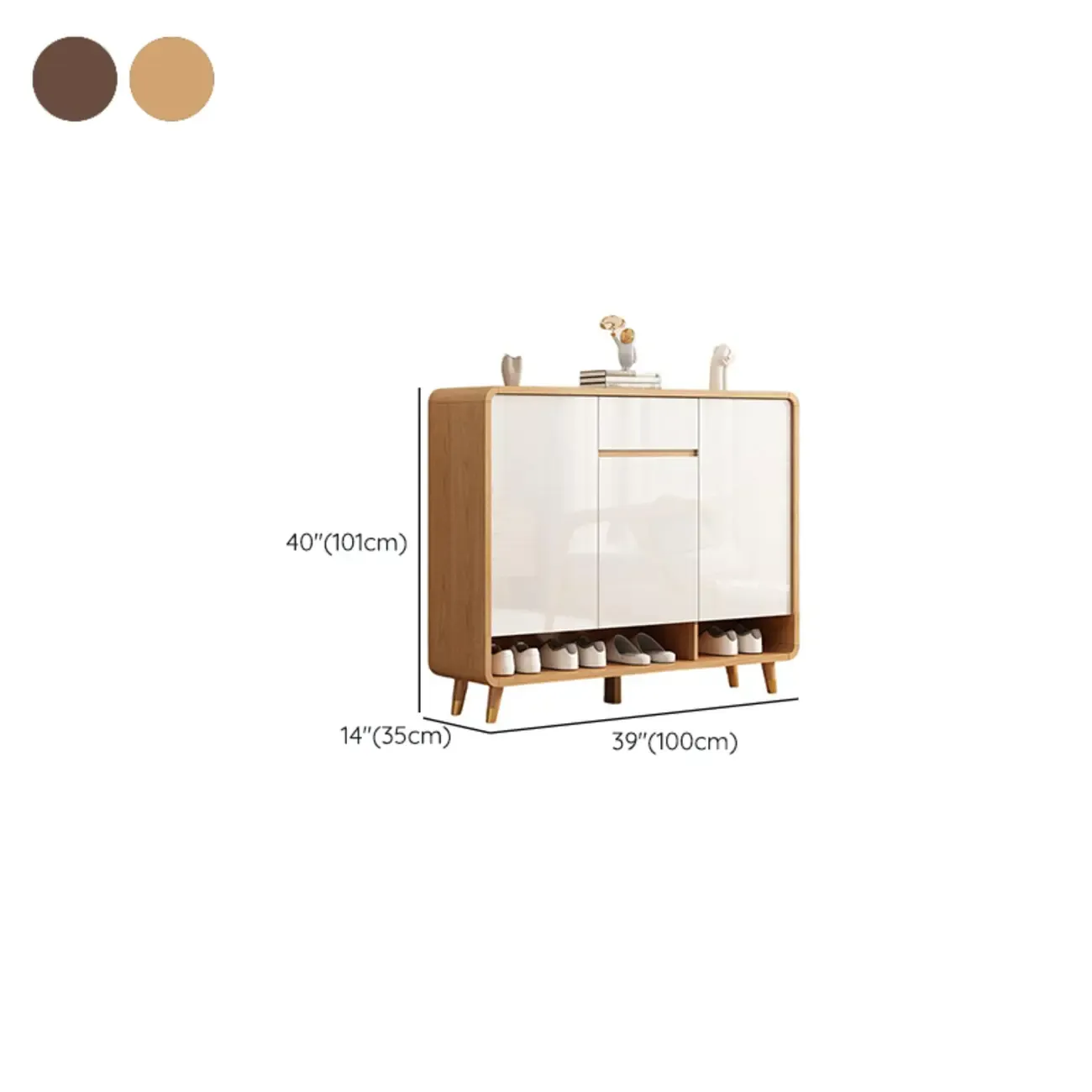 Modern Manufactured White Wood Shoe Cabinet