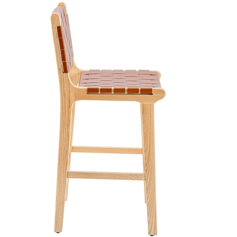 Fully Assembled Woven Leather Counter Height Bar Stools - 18.9W x 18.9D x 38.2H