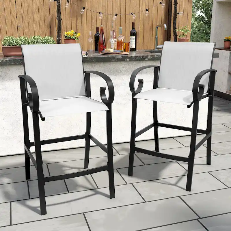 Outdoor Bar Stools Patio Barstools All-Weather Bar Chairs Aluminum Sunbrella Sling