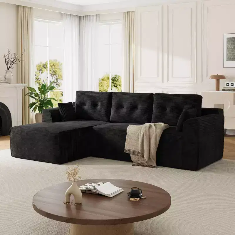105 Cloud Couch Sectional, Boneless Modular L-Shaped Sofa with Chaise, No Assembly Deep Seat Sofa Bed for Living Room