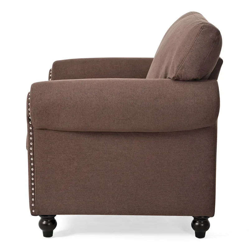 Brown 37.4  Accent Chair with Nailheads