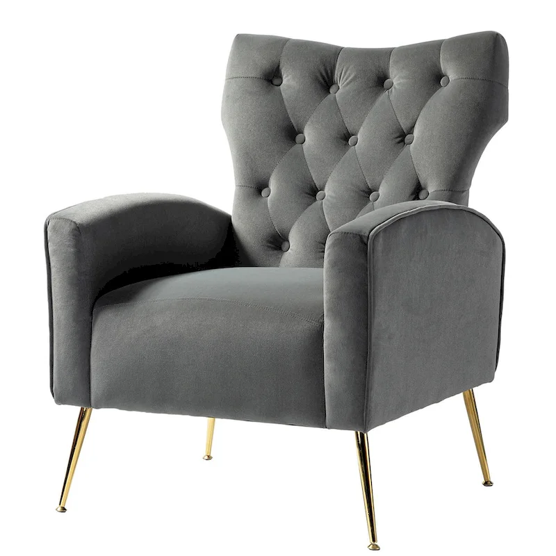 Abadiana Accent Tufted Chair with Metal Base by HULALA HOME
