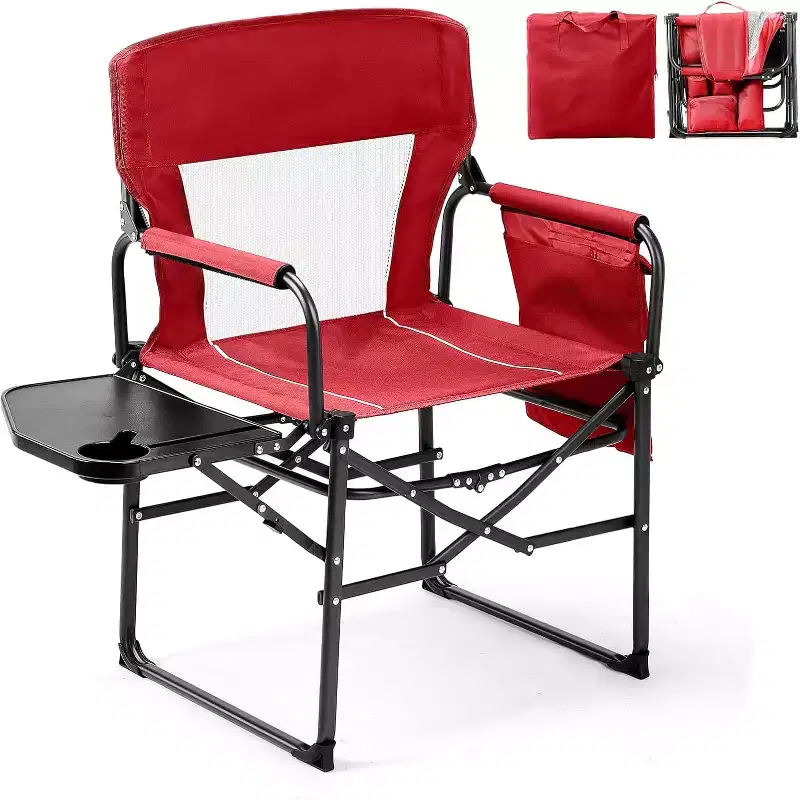 VINGLI Camping Chairs,Portable Directors Chair, Camping Chair with Side Table & Carry BagHeavy Duty Camping Chairs for Adults
