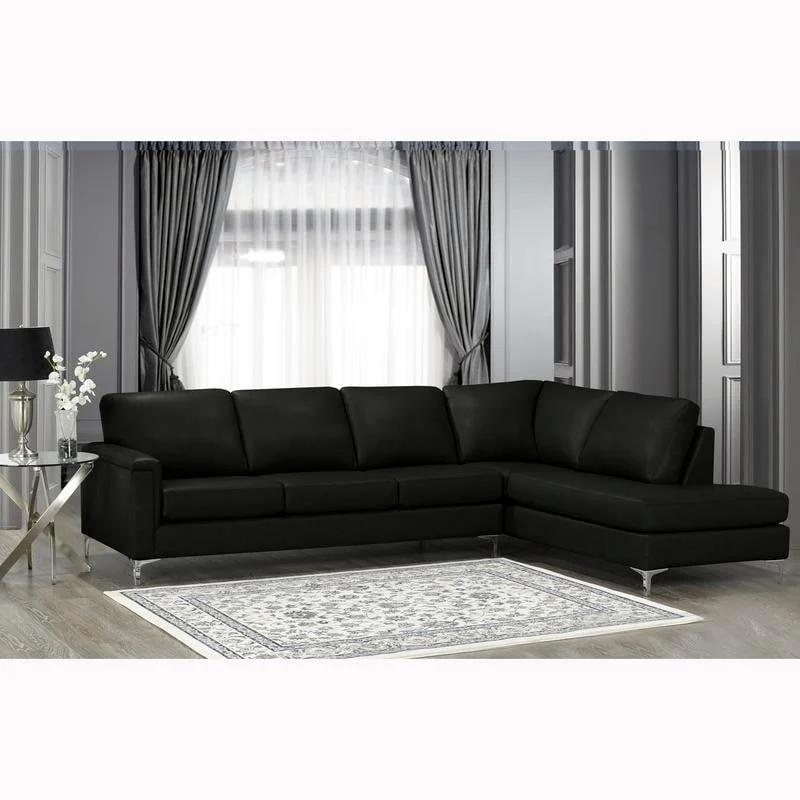 Malibu L-shaped Top-grain Leather Sectional Sofa - 122.5 x 85 x 36.5 x 35