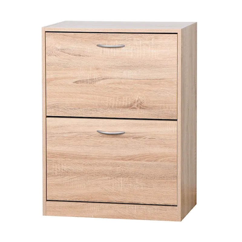 Natural 2-Flip-Door Shoe Cabinet for Entryway, 1-Unit