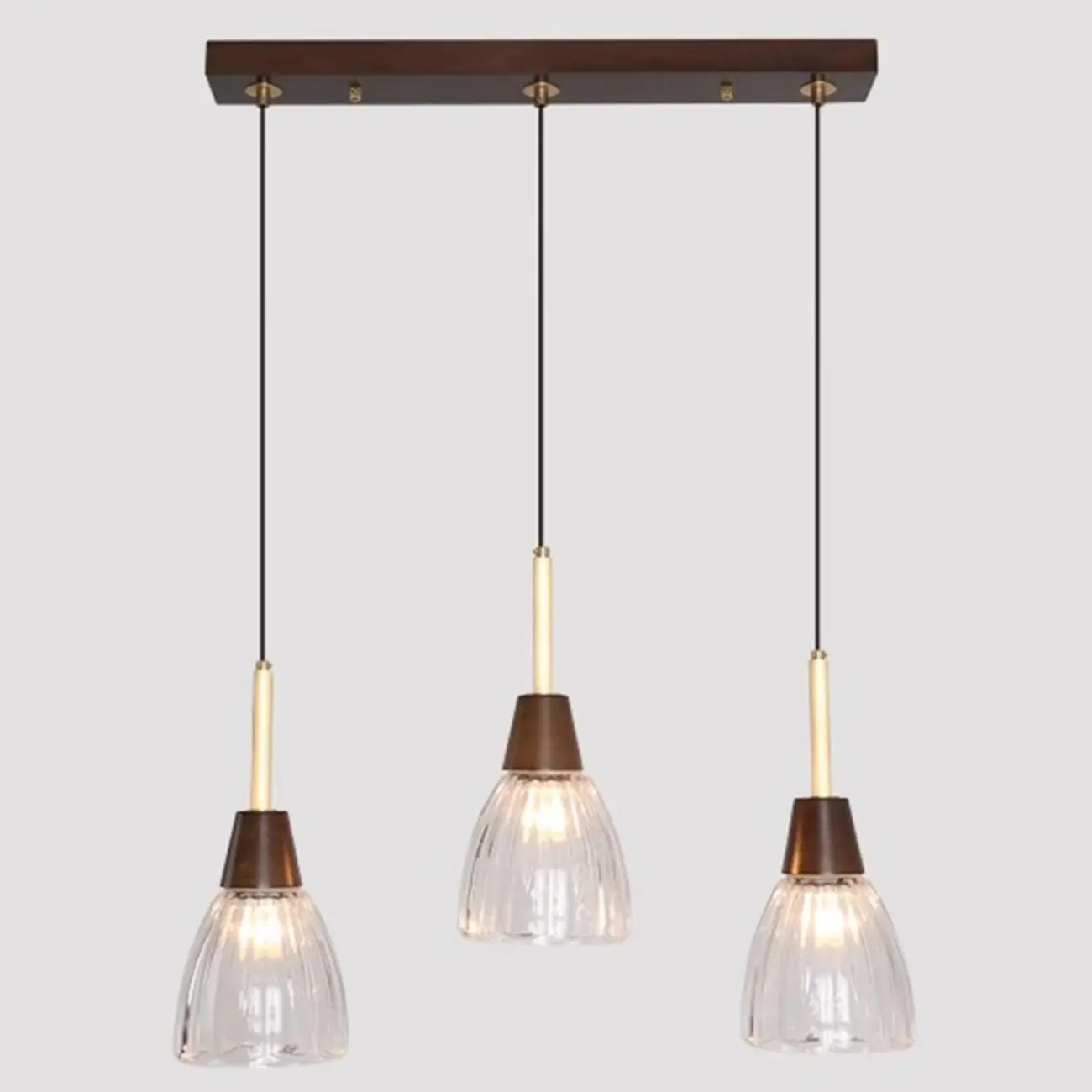 Modern Glass Dome Island Pendant Light in Walnut