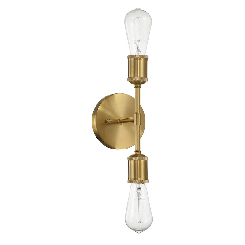 Double Lights Bathroom Wall Sconce - Clear Gold