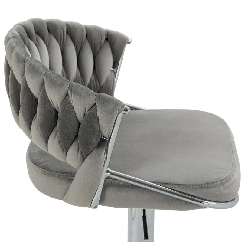 Set of 4 Bar Stool Adjustable Height with Swivel Seat