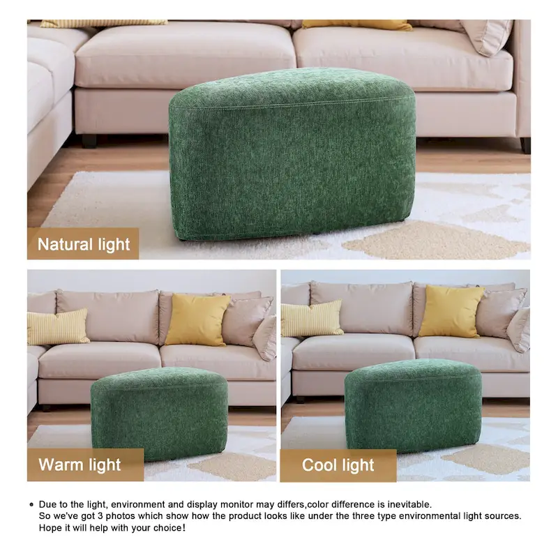 Triangular Chenille Fabric Pouf Ottoman