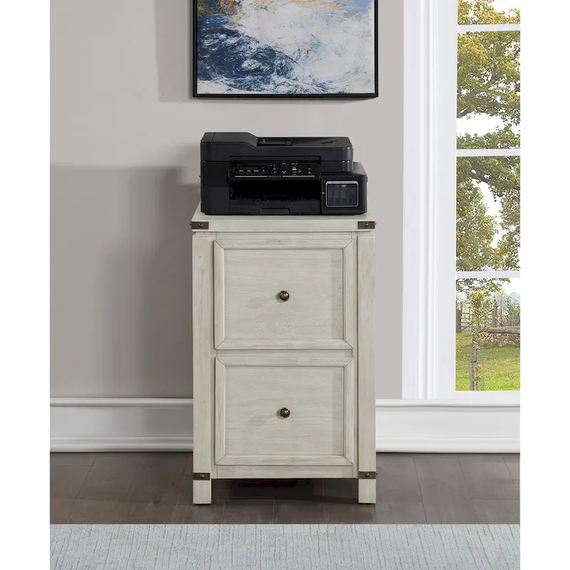 OS Home & Office Furniture Two Drawer File Cabinet in Champagne Oak Wood Veneer