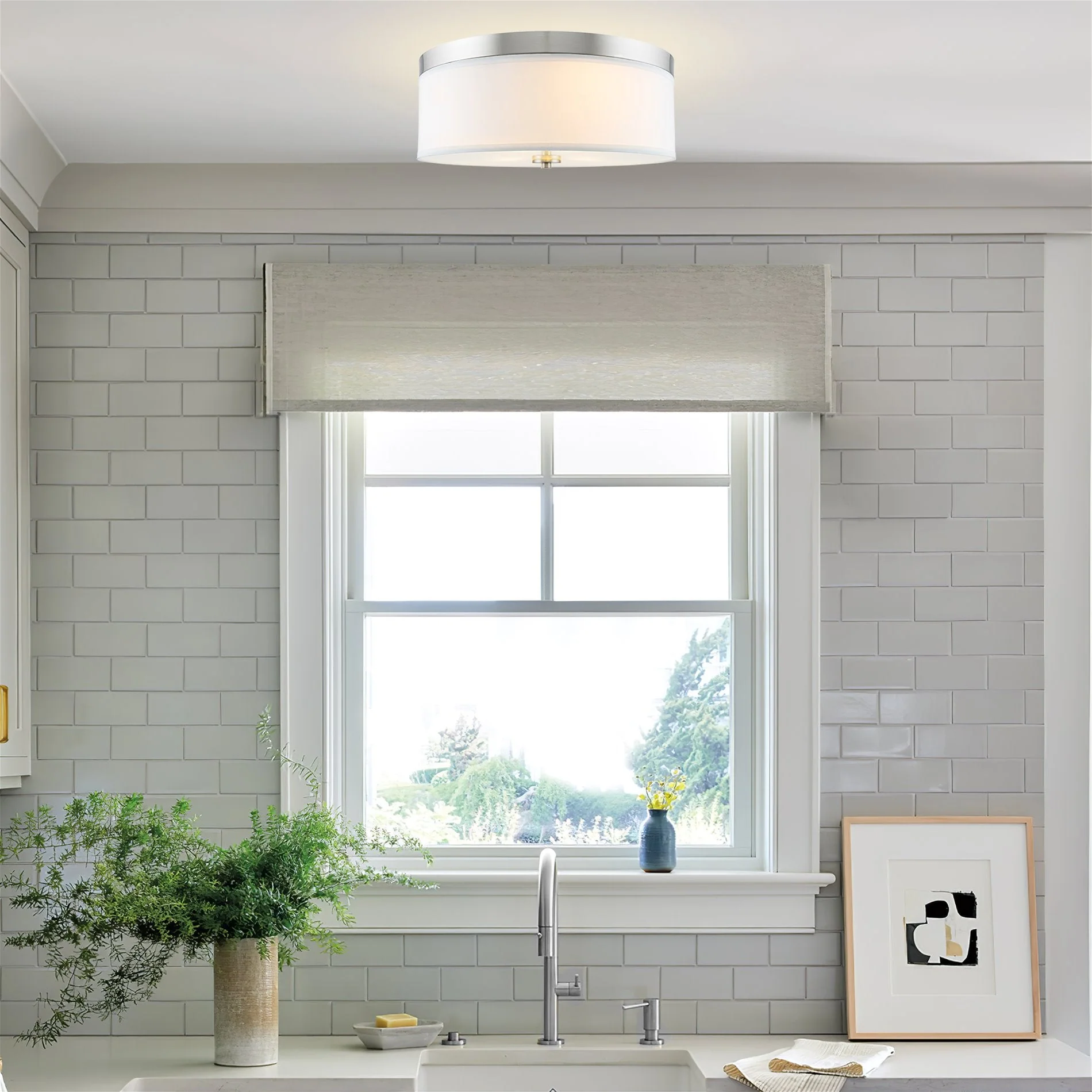 Walker 20 Large Mid-Century Modern 3-Light Flush Mount Ceiling Light