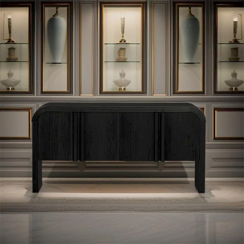 Striped Storage Cabinet with 4 Doors