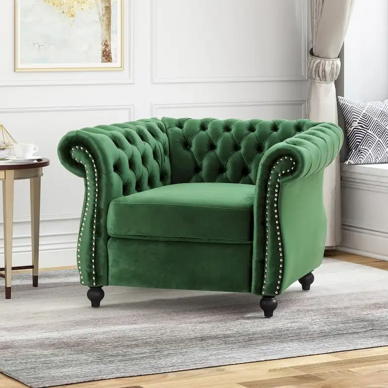 Chesterfield Club Chair with Tufted Upholstery