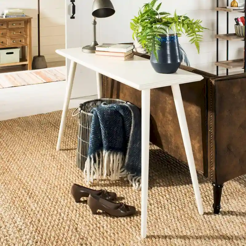 Light Brown / Slate Grey / Vintage White Mid-Century Modern Console Table