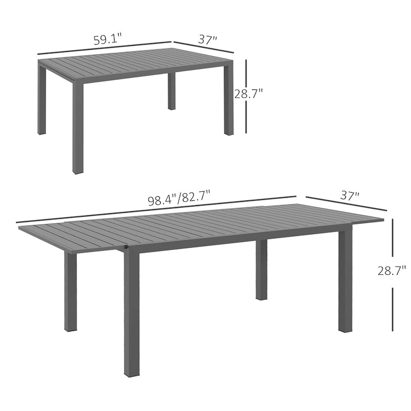Outsunny Expandable Patio Table,Rectangle Dining Table for 6-8 People