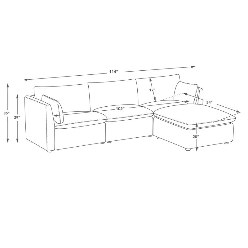 Cypress L-shape Sectional Couches Modular Sofa with Ottoman