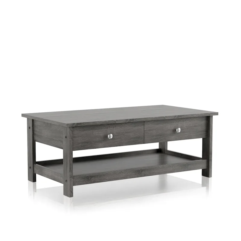 Rustic Grey 43-inch Single-Layer Wooden Coffee Table