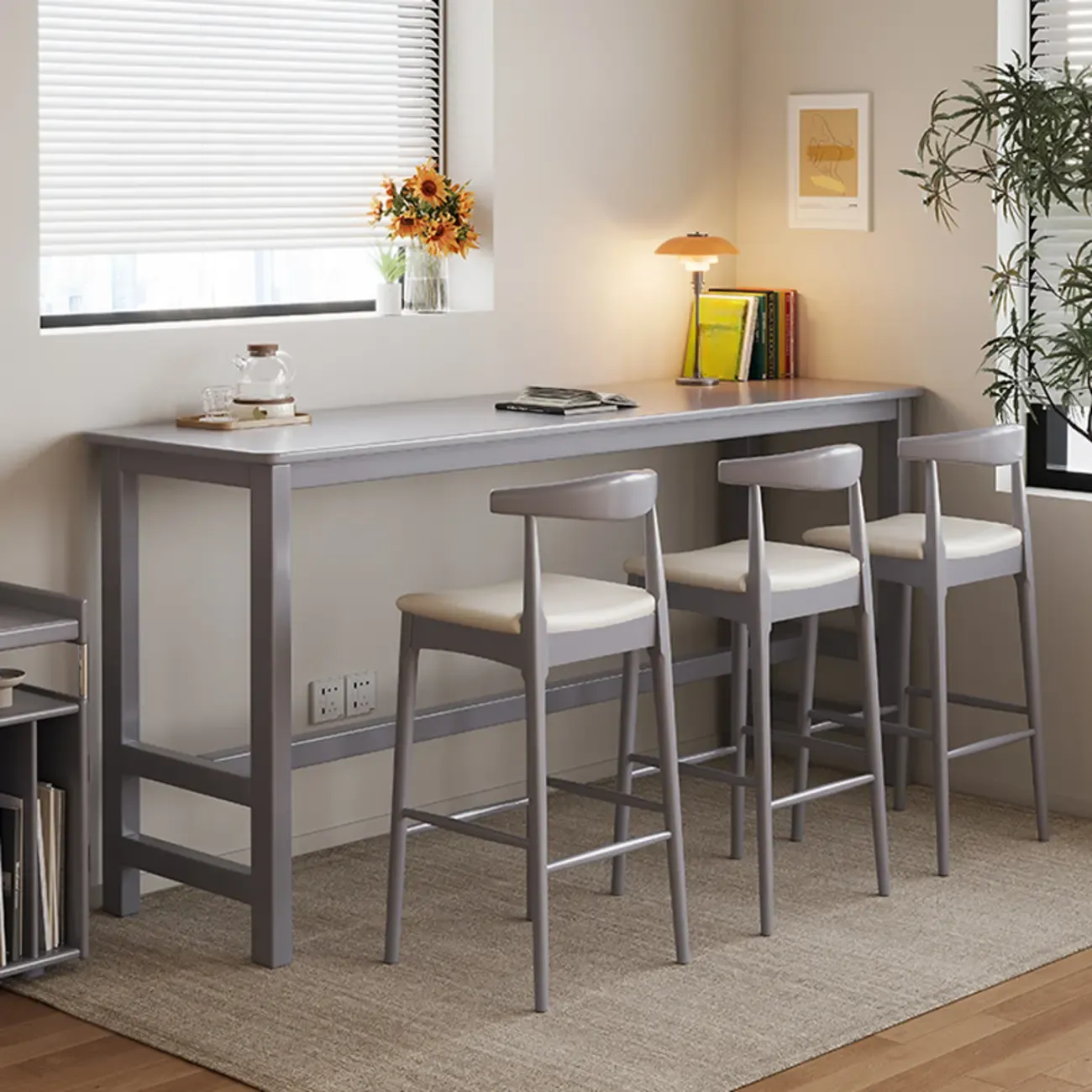 Modern Rubberwood Bar Tables with Trestle Base