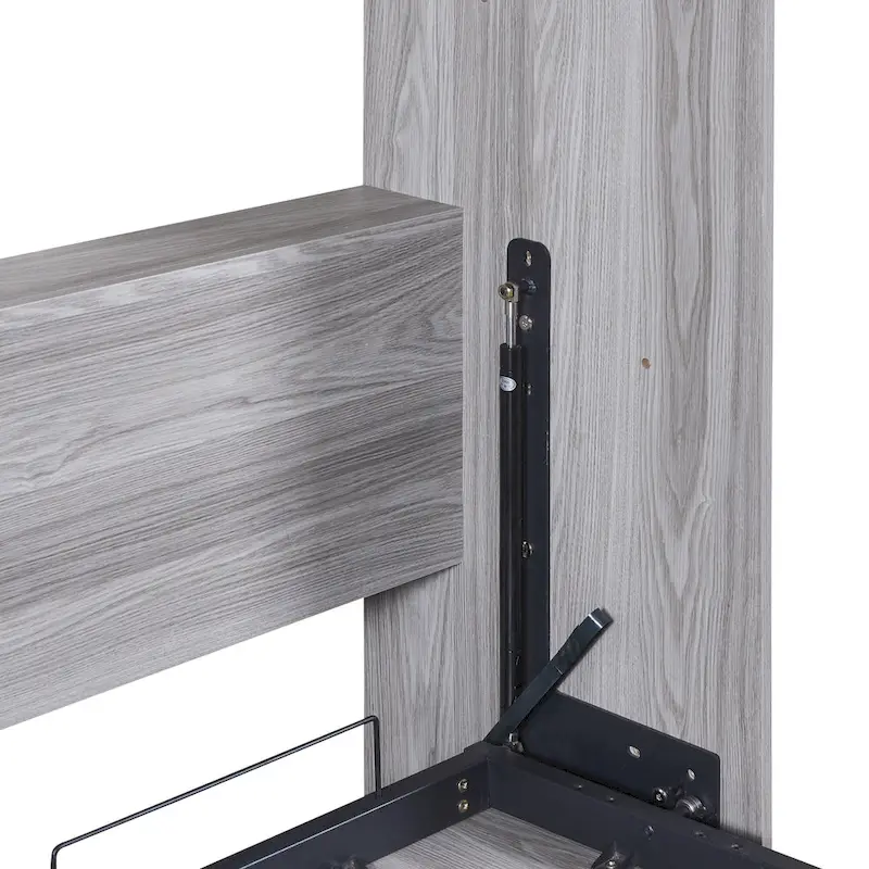Gray Fold-Down Murphy Bed with Integrated Cabinet – Modern Style, Twin / Full, Sleeps 1