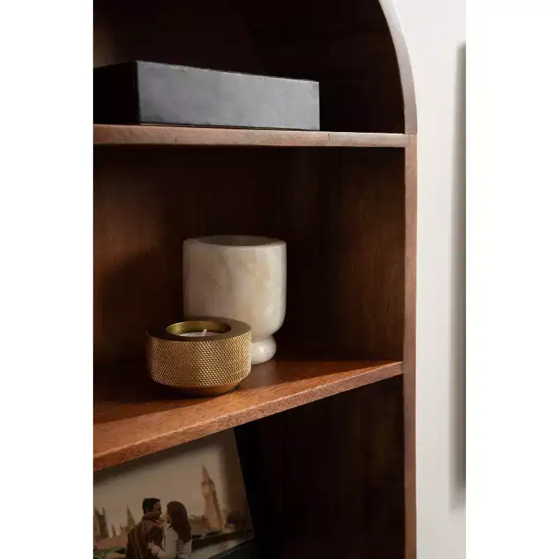 Kate and Laurel Hutton Wood Capsule Wall Shelf, Walnut Brown, 13x33