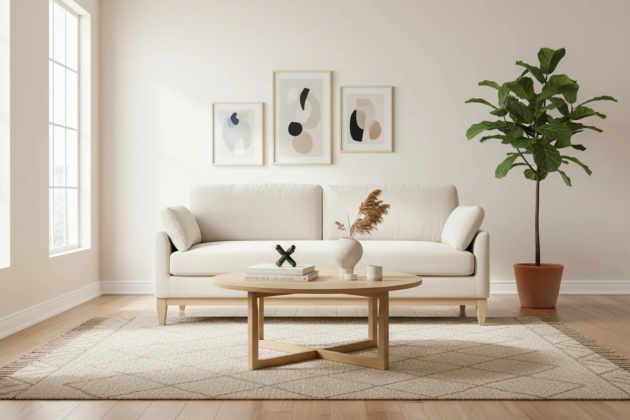 Velvet Sofa with Loose Pillow-Back and Wood Base - 75.5 Inch