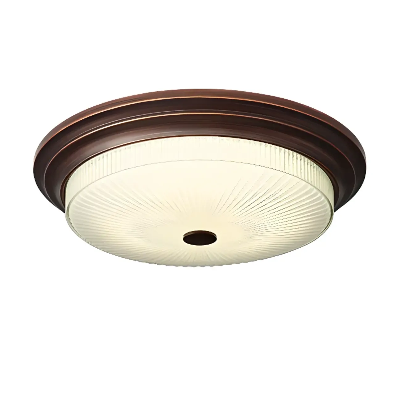 Classic Brown Metal Round Glass LED Flush Mount Ceiling Light