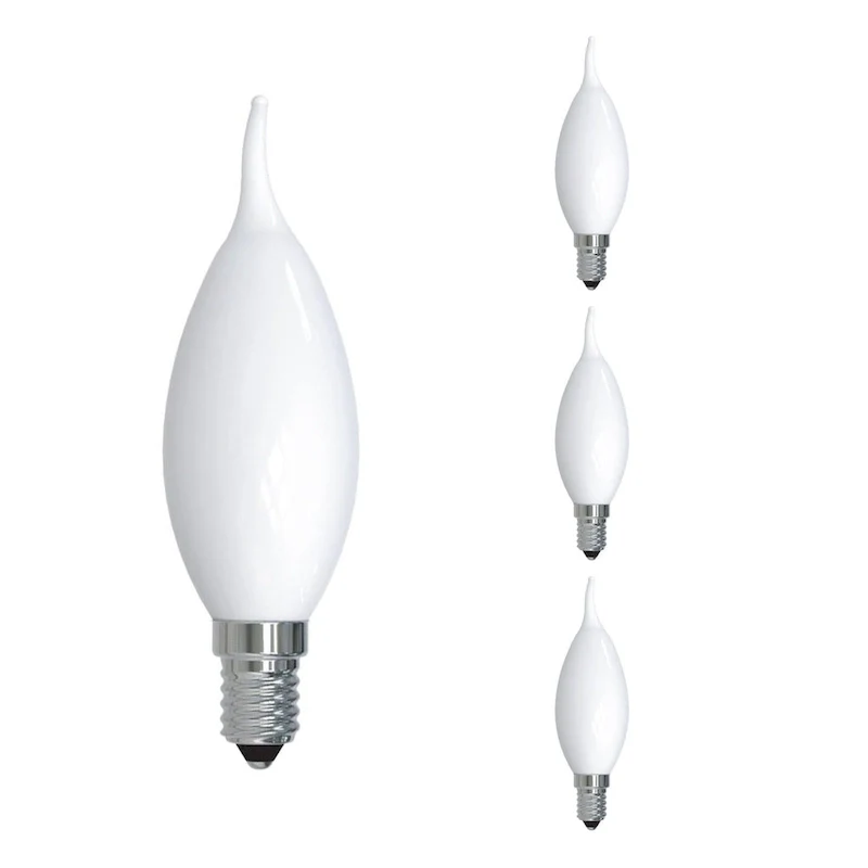 Bulbrite Pack of (4) Dimmable Milky Filament CA10 Candelabra (E12) LED Bulb