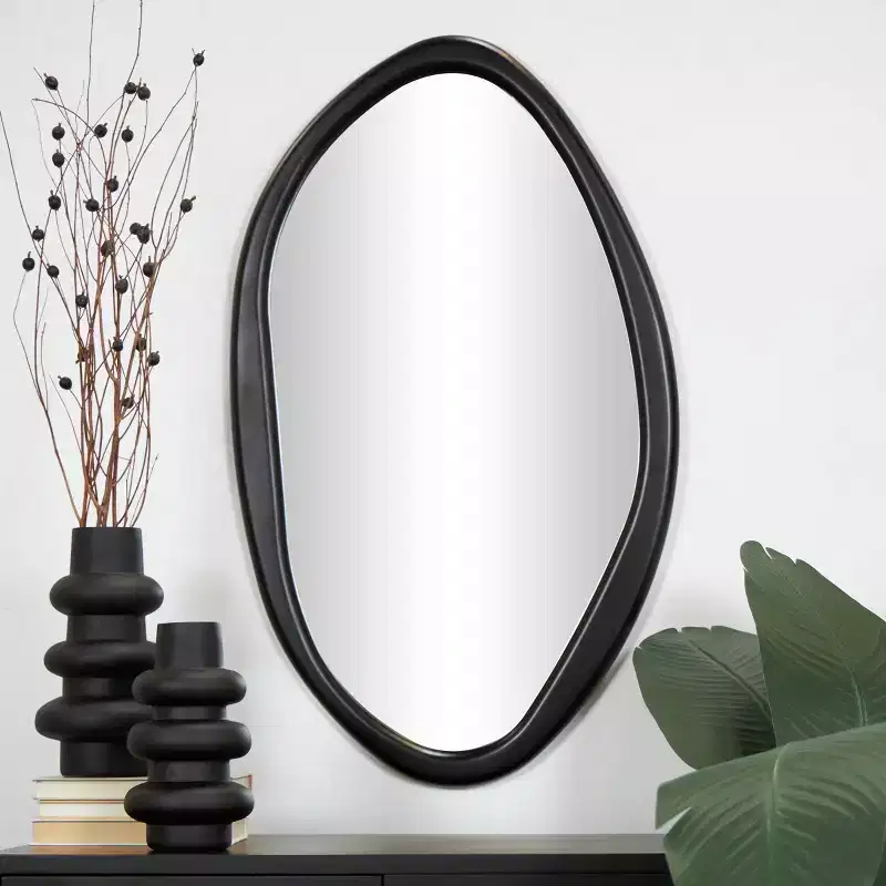 Wooden Abstract Oval Wall Mirror Black - Olivia & May