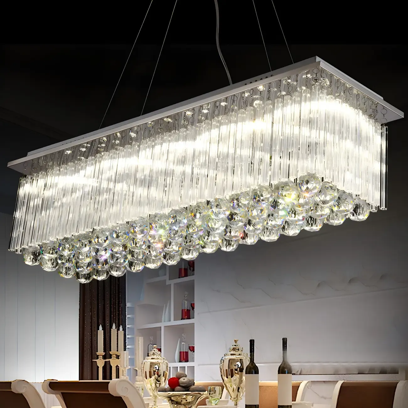 Luxurious Crystal LED Rectangular Pendant Light
