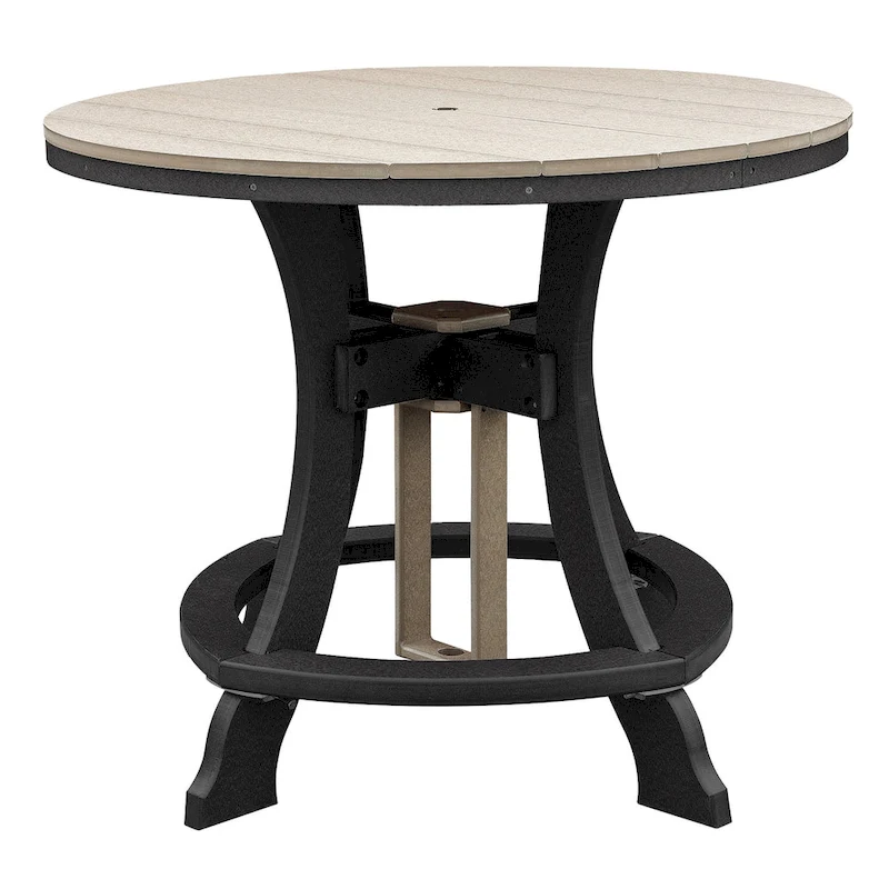 OS Home and Office Model Counter Height Round Table in Weatherwood with Black Base - N/A