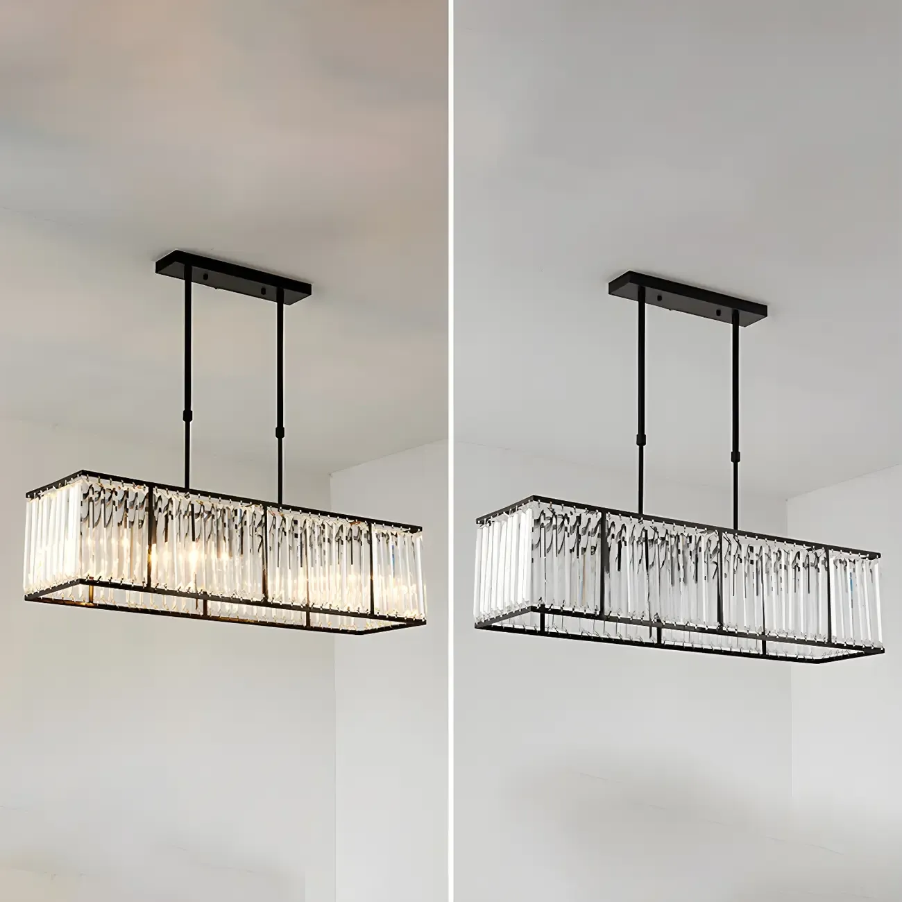 Luxury Crystal Gold Rectangle Island Pendant Light