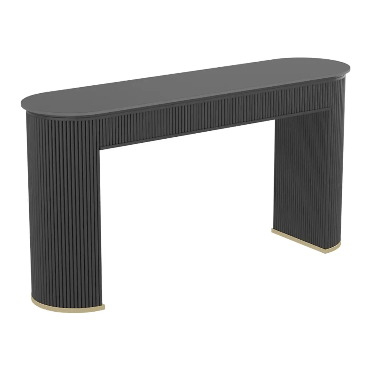 Modern White Stone Oblong Ribbed Iron Dual-Base Bar Tables