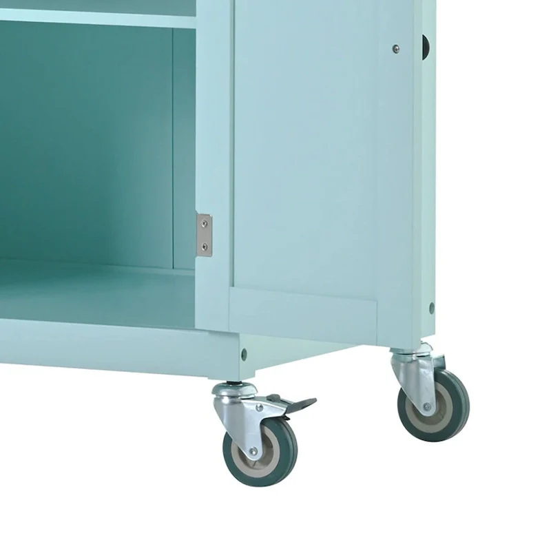 Classic Wooden Kitchen Island Cart with 2 Drawers, 2 Cabinets, a Towel Rack and a Spice Rack