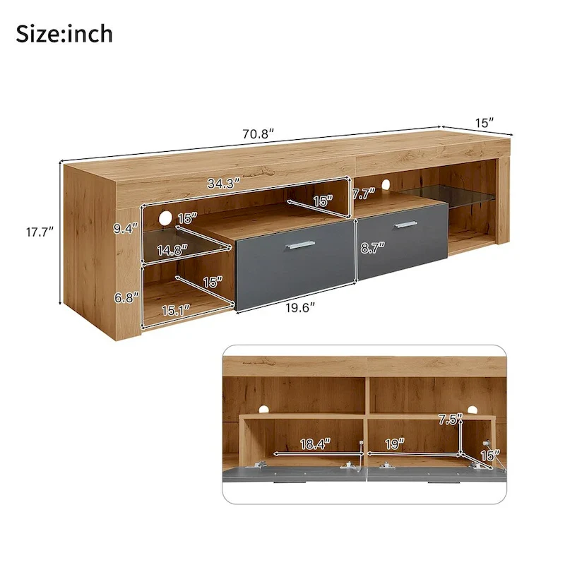 Modern TV Stands for TVs up to 80,LED Light Entertainment Center