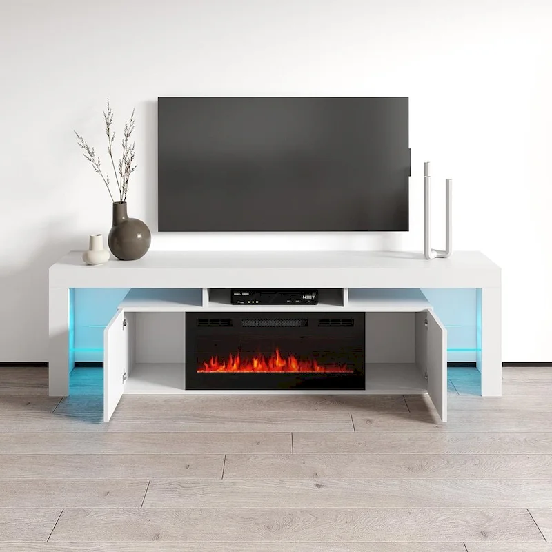Soleo BL-EF Electric Fireplace 79 TV Stand