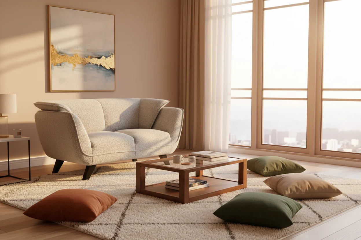 Light Gray Fabric Loveseat