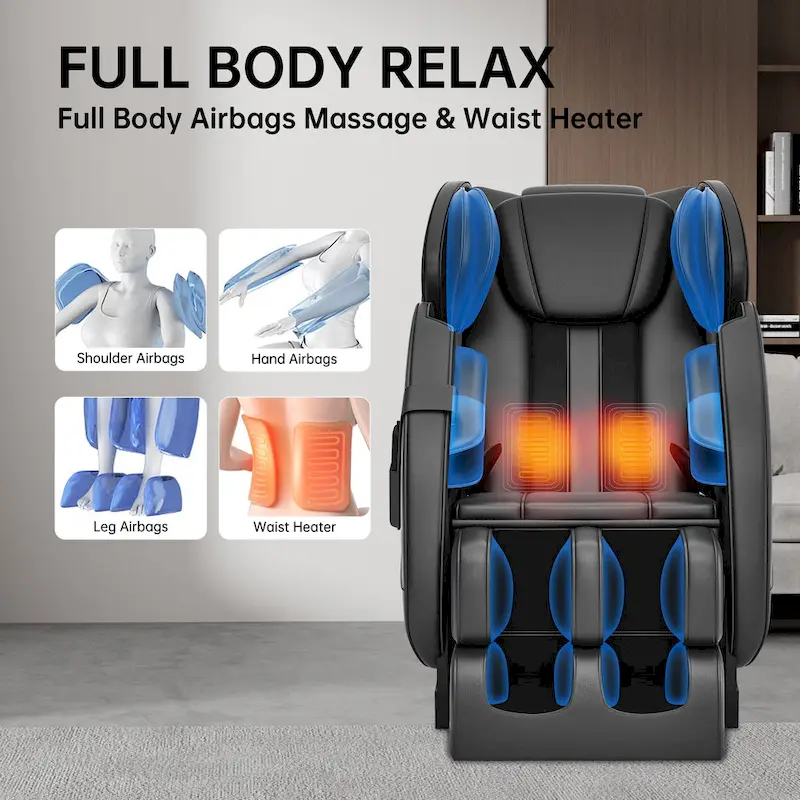heated Full Body Massage Chair with zero gravity mode and Bluetooth music player