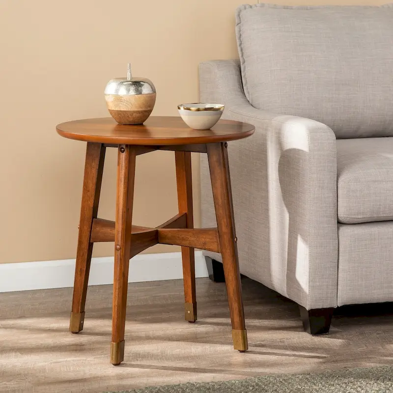 Morgenstern Round Midcentury Modern Wood Side Table