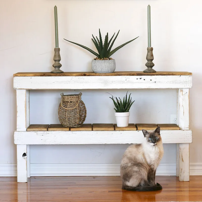 White Combo Double Tier Console