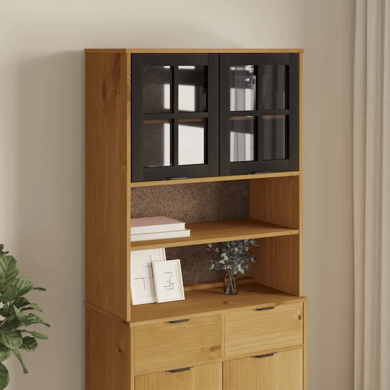 Top for Highboard with Glass Doors - Solid Wood Pine 31.5x14.6x39.4