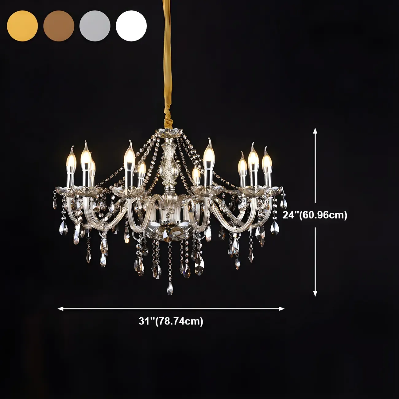 Mid-Century Crystal Candlestick Adjustable Chandelier