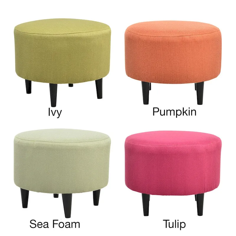 Round Ottoman - Mid-Century Style - Wooden Legs