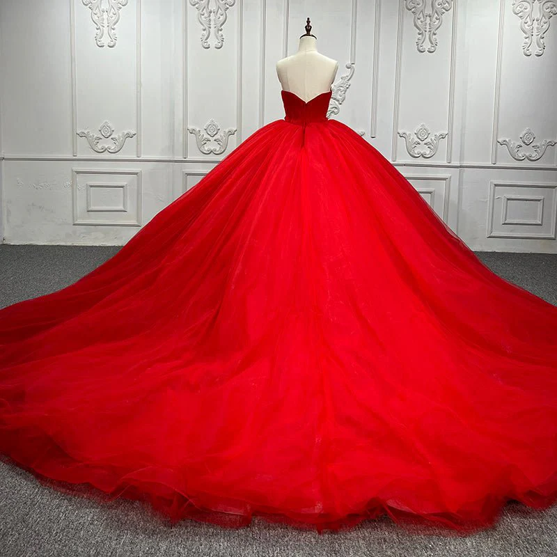 Quinceanera Dress Red Sweetheart Ruched  Prom Dresses Ball Gown