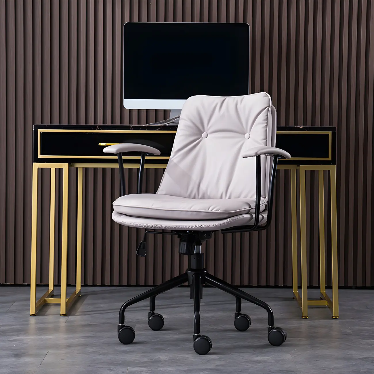 Modern Green Leather Swivel Tilt Office Chair