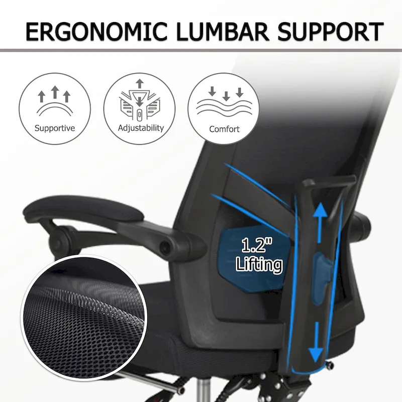 Office Chair With Foot Rest Ergonomic Swivel Mesh Task Office Chair