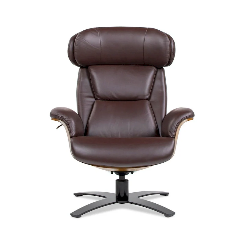 Jovan 31.5 Curved Wood Genuine Leather Recliner Lounge Chair