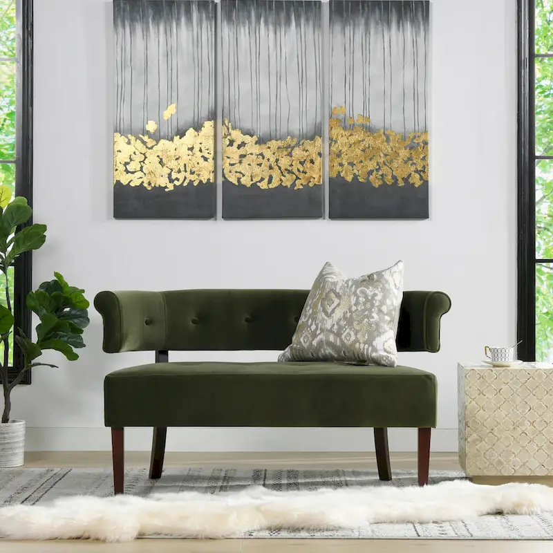 51 Modern Recessed Arm Tufted Bench Settee