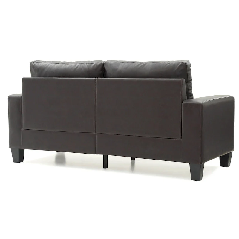Newbury 71 in. W Flared Arm Faux Leather Straight Sofa - 32L x 71W x 36H