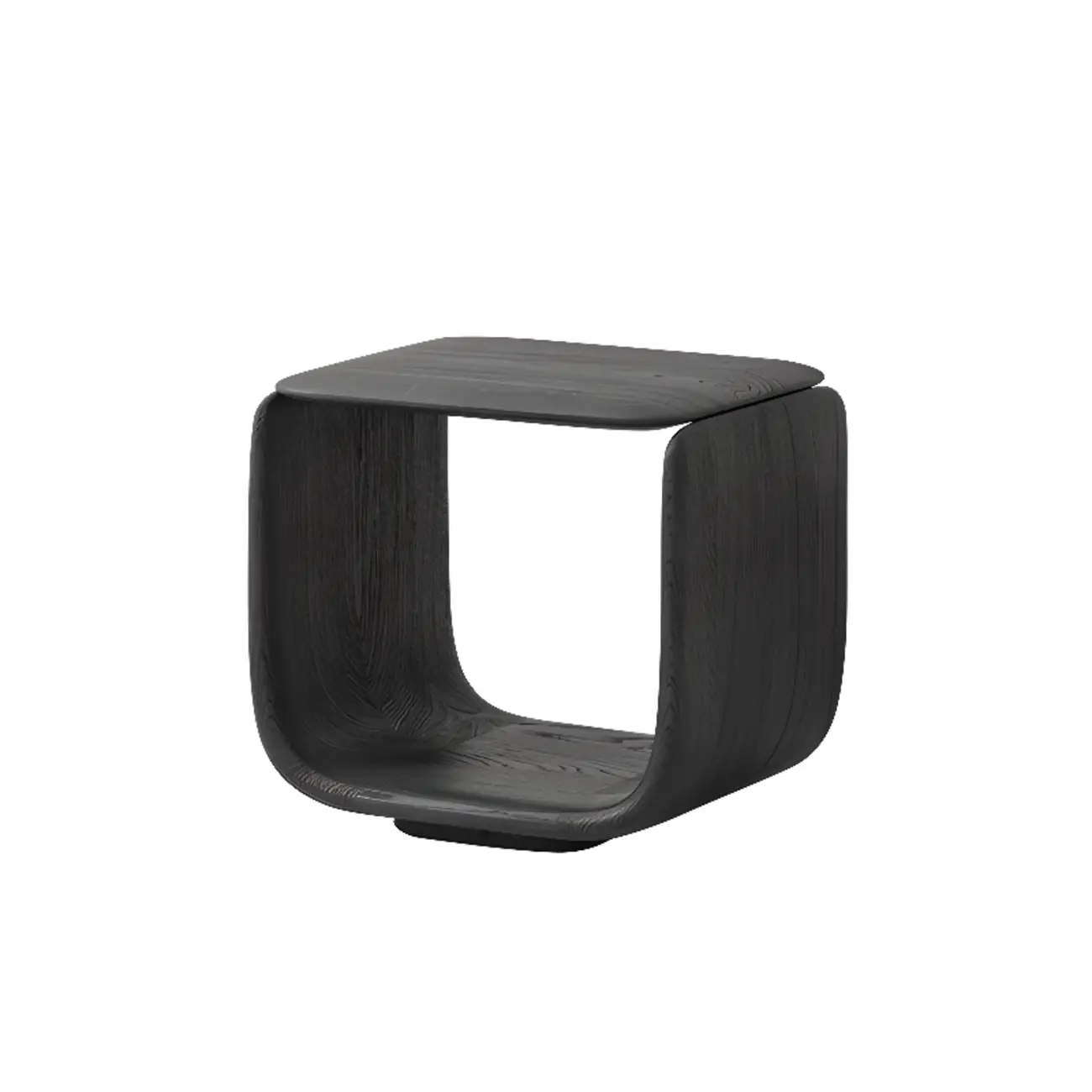 Contemporary Black Elegant Open Storage Wooden Side Table