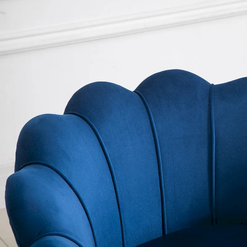 Green Velvet Lotus Accent Chair with Gold Legs - Single Seat